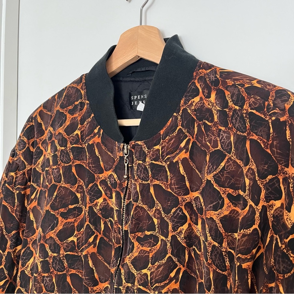 Vintage Spenser Jeremy Women's Silk Bomber Jacket Sz Large Animal Print 90s Y2K - Picture 3 of 6